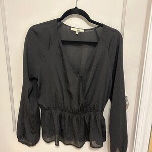 June & Hudson Black Sheer Blouse